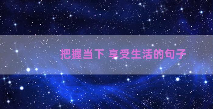 把握当下 享受生活的句子